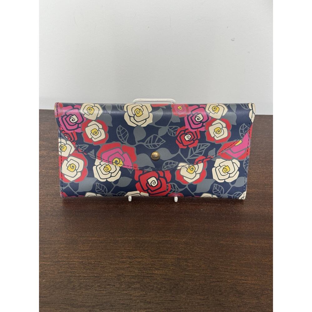 Fossil Passport Holder Bifold‎ Wallet Travel Document Credit Card Floral Leather